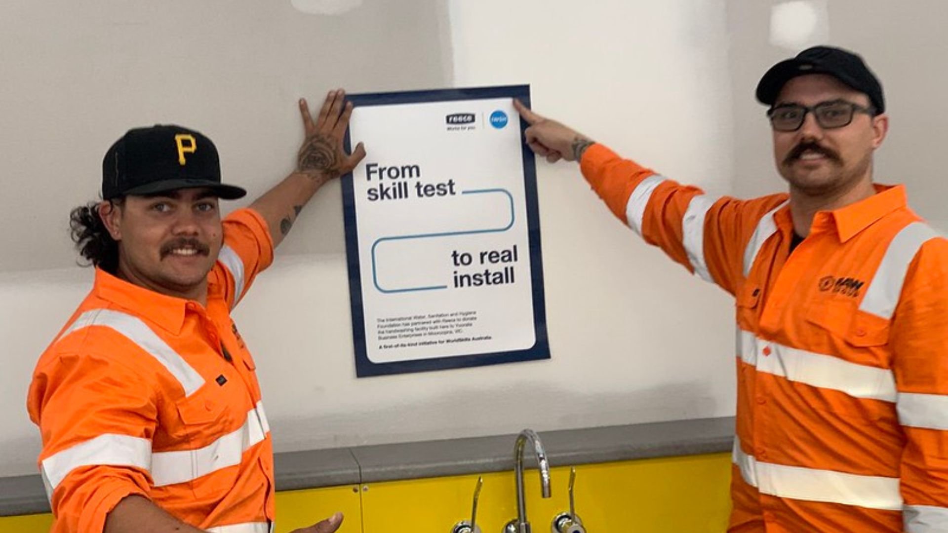 Plumbing Champions with skill test poster